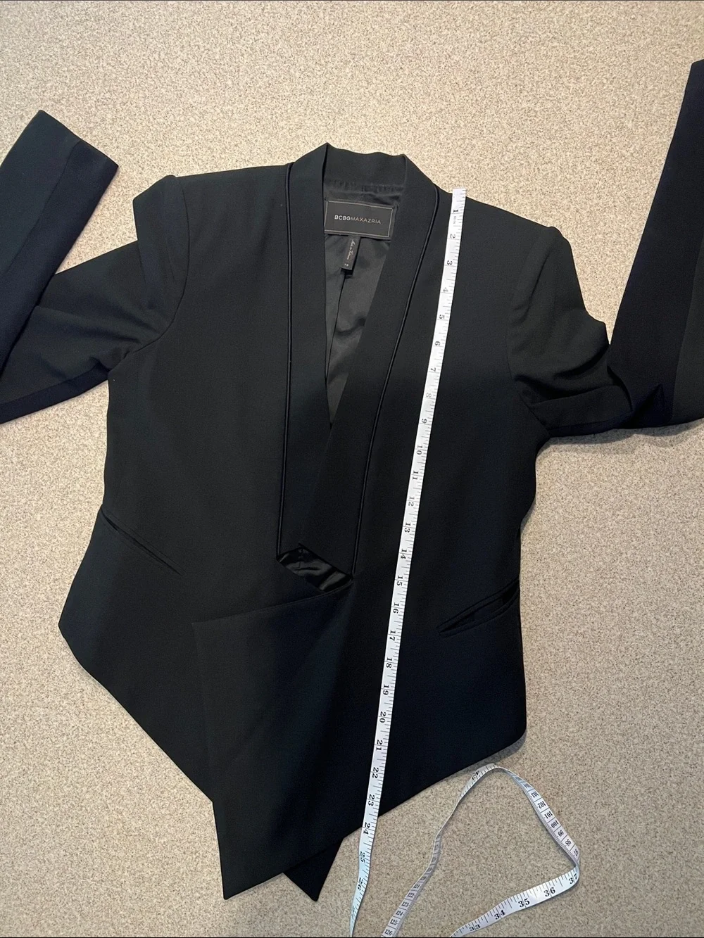 ❤️ BCBGMaxAzria Candice Black Asymmetric Blazer - Picture 4 of 9